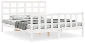 fehér tömör fa ágykeret fejtámlával King Size