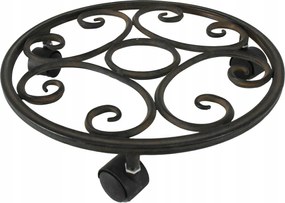 Virágtartó állvány fém virágágyás szilárd kerekes lovagló barna