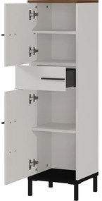 Szürkésbézs fürdőszoba szekrény diófa dekorral 34x123 cm Yonkers - Germania