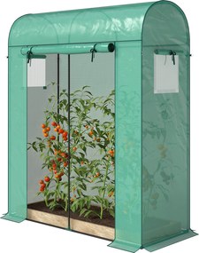 Outsunny kerti üvegház – kis erkélyüvegház PE-borítással és acélvázzal, feltekerhető ajtóval és hálós ablakokkal, 170×68×200 cm – zöld | Aosom
