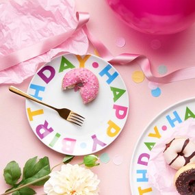 HAPPY BIRTHDAY kistányér Ø 20 cm, színes