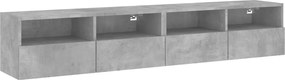 vidaXL 2 db betonszürke szerelt fa fali TV-szekrény 80 x 30 x 30 cm