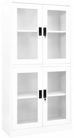 Fehér acél és edzett üveg irodai szekrény 90 x 40 x 180 cm