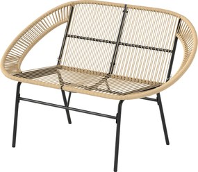 Outsunny Kétfős Kertibútor Polirattan, Időjárásálló Pad, Rattan Fonású Dizájn, UV-álló Kerti Bútor Hátpárnákkal, Parkpad 260kg Terhelhetőség, Erkélyre