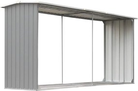 vidaXL szürke horganyzott acél kerti tűzifatároló 330 x 92 x 153 cm