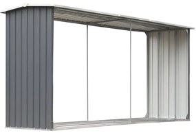 vidaXL szürke horganyzott acél kerti tűzifatároló 330 x 92 x 153 cm