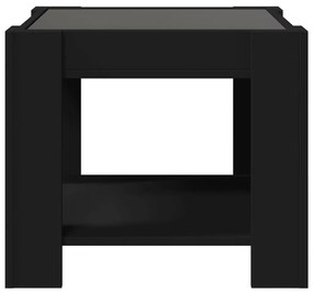fekete szerelt fa dohányzóasztal LED-del 53 x 53 x 45 cm
