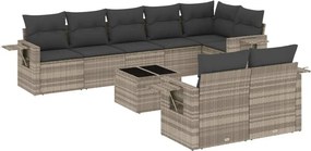 vidaXL 9 részes világosszürke polyrattan kerti ülőgarnitúra párnával