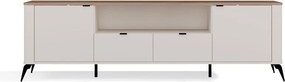 RTV CORDOBA 2D2S TV állvány 186x43x11.5 cm, kasmír, fekete lábakkal, tölgy fedlappal