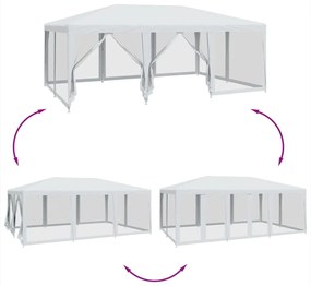 fehér HDPE rendezvénysátor 10 hálós oldalfallal 6 x 4 m