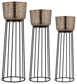 Eglo 428095 - KÉSZLET 3x Fém virágcserép OKAYAMA fekete/arany