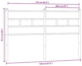 füstös tölgy színű szerelt fa és vas fejtámla 140 cm
