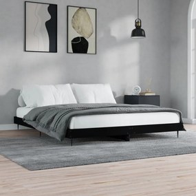 fekete színű szerelt fa ágykeret matrac nélkül 160x200 cm