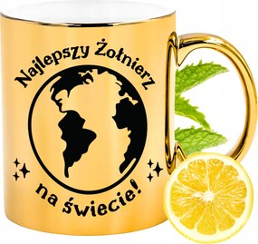 Prémium Arany Csillogó Bögre Katona Ajándék Nyomtatott Fotóval