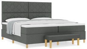 Boxspring ágy matraccal és paddal Sötétszürke 200x200 cm Szövet