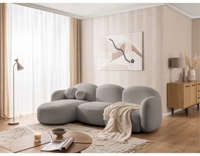 Szürke buklé sarokkanapé (bal oldali-heverő résszel) Orbit – Ropez