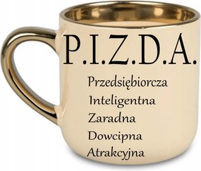 Elegáns bögre "p.i.z.d.a." humoros ajándék 400 Krémszínű