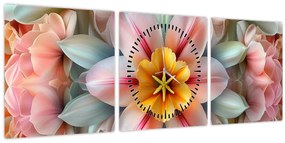 Kép - Kaleidoszkópos virág (órával) (90x30 cm)