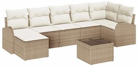 vidaXL Kerti Kanapé Szett párnával 8 pcs Bézs Poli rattan
