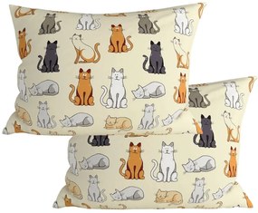 2 darab dekoratív párnahuzat szett COLORED CATS BLEND 70x90 cm, krémszínű