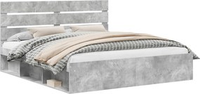 vidaXL Ágykeret fejtámlával Beton 200 x 200 cm Tömör fenyőfa