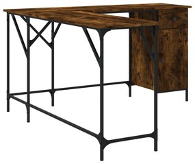 füstös tölgy színű szerelt fa íróasztal 141x141x75 cm