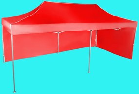 Gyorsan összecsukható sátor 3x6m - alumínium, Piros, 2 oldalfal