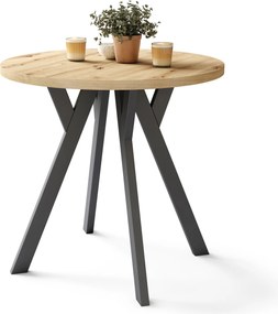 Mazzoni ALMO 80 Artisan Tölgy/fekete lábak - KEREK ASZTAL Y ALAKÚ LÁBAKKAL LOFT/INDUSZTRIÁLIS STÍLUSBAN KONYHÁBA NAPPALIBA VAGY ÉTKEZŐBE