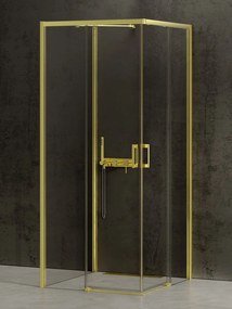 New Trendy Prime Light Gold zuhanykabin 100x80 cm négyszögletes arany fényes/átlátszó üveg K-1545