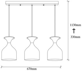 SIVANI kábeles csillár 3xE27/40W/230V fehér/réz