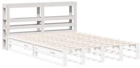 fehér tömör fenyőfa fejtámla polcokkal 120 cm