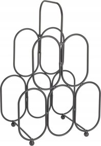 Fém Borosüveg Tartó Állvány Fekete Könyvespolc 5 Db Dekoratív