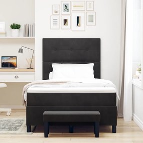 Boxspring Ágy Matraccal &amp; Pad Fekete 120x190 cm Bársony
