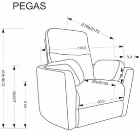 Pegas dönthető és forgatható fotel szürke