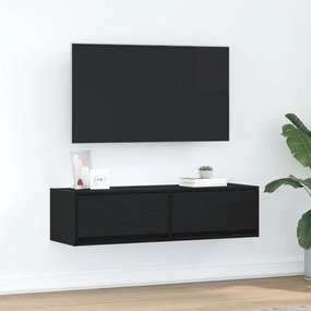 TV Szekrény Fekete Tölgy 100x31x25,5 cm Szerelt Fa