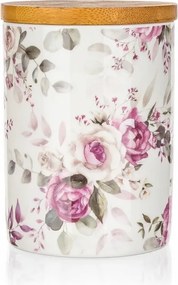 Kerámia tárolóedény fedővel, Rose rózsás, elegáns, 13x10 cm