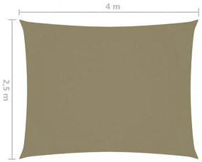 bézs téglalap alakú oxford-szövet napvitorla 2,5 x 4 m