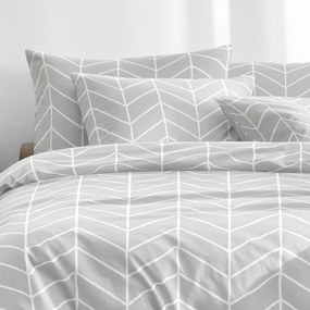 Goldea pamut ágyneműhuzat - fehér cikkcakk szürkén 140 x 200 és 70 x 90 cm