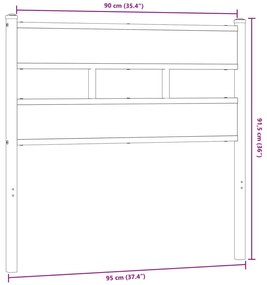 füstös tölgy színű szerelt fa és vas fejtámla 90 cm