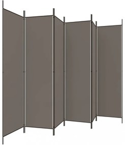 6 paneles antracitszürke szövet térelválasztó 300x200 cm