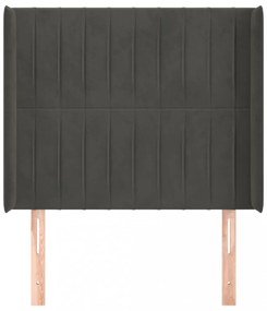 sötétszürke bársony fejtámla szárnyakkal 103x16x118/128 cm