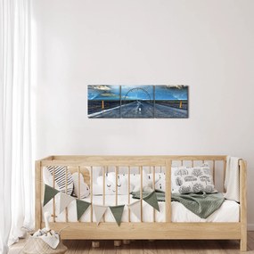 Kép egy viharról az úton (órával) (90x30 cm)
