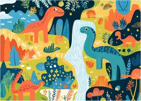 Üveg kép - Vidám dinoszauruszok (70x50 cm)