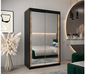 Ruhásszekrény 120 cm Toki 3 (matt fekete + szonoma tölgy). 1065062