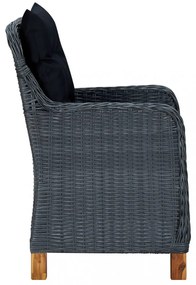 vidaXL 3 részes sötétszürke polyrattan kerti ülőgarnitúra párnákkal
