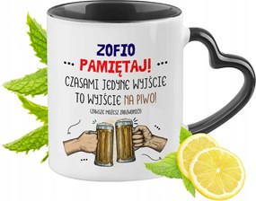 Zsófinak Fekete Bögre Szív Alakú Füllel Ajándék Nyomtatott