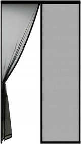 Szúnyogháló Ajtó Ablak Mágneses Tartós Fekete 110x210 cm Cinkee