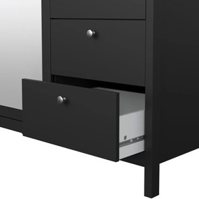 Fekete ruhásszekrény tükörrel 150x199x58 cm Madrid – Tvilum