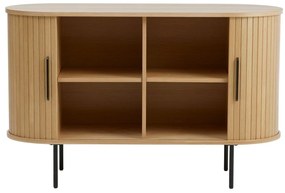 Natúr színű komód tolóajtóval, tölgyfa dekorral 120x76x45 cm Nola – Unique Furniture
