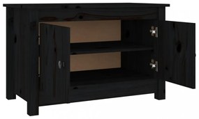 fekete tömör fenyőfa cipősszekrény 70 x 38 x 45,5 cm